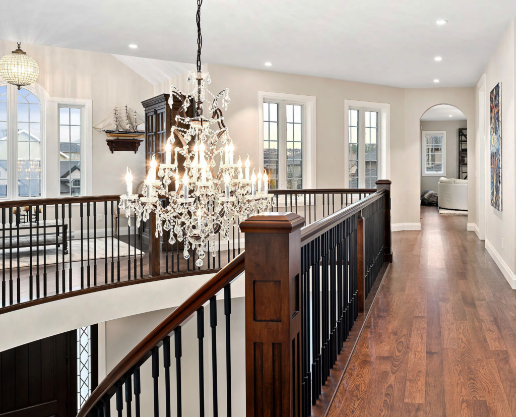 Wood Railing with Custom Posts and Grouped Metal Spindles - Artistic ...